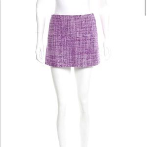 Alice + Olivia Bouclé purple tweed mini skirt